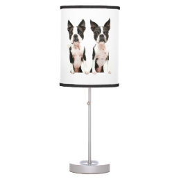 Customizable Black and White Boston Terrier Dog Ta Table Lamp
