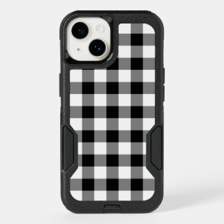 Customizable Black and White Buffalo Plaid OtterBox iPhone 14 Case