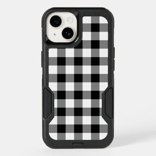 Customizable Black and White Buffalo Plaid OtterBox iPhone 14 Case