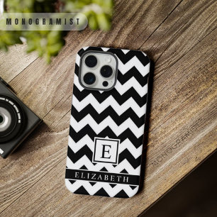 Customizable Black and White Chevron iPhone 15 Pro Max Case