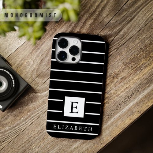 Customizable Black And White Color Stripes  Case_Mate iPhone 14 Pro Max Case