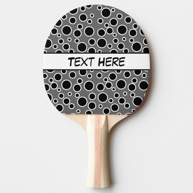 Customizable Black and White Dots Ping-Pong Paddle (Front)