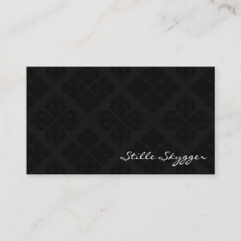 Customizable Black And White Elegant Damask Business Card by StilleSkygger at Zazzle