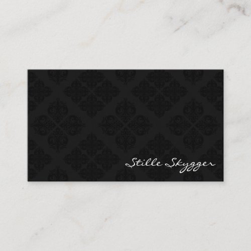 Customizable Black and White Elegant Damask Business Card