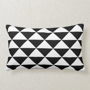 Customizable Black and White Geometric Pattern Lumbar Pillow