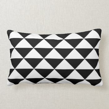 Customizable Black And White Geometric Pattern Lumbar Pillow by sc0001 at Zazzle