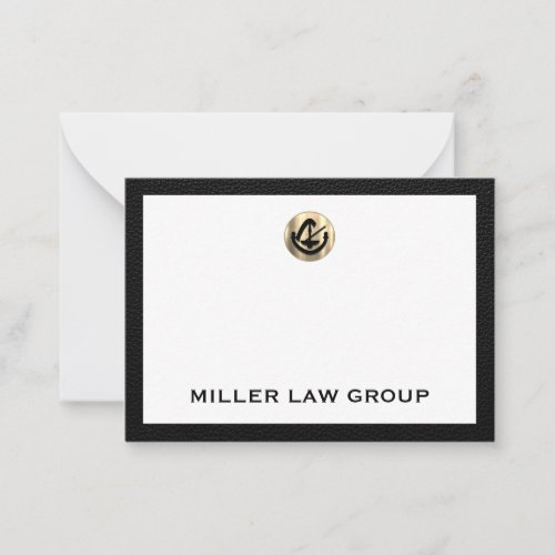 Customizable Black and White Gold Logo Note Card