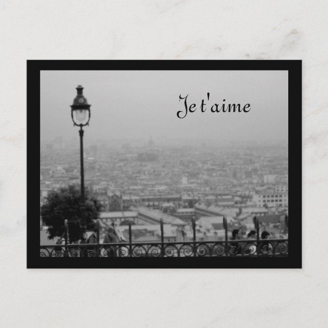 Customizable Black and White Paris Postcard (Front)