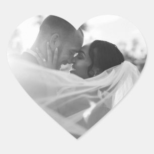 Customizable Black And White Photo Template Gift Heart Sticker