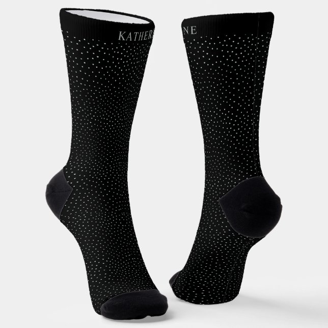 Customizable Black and White Polka Dot Design Socks (Angled)
