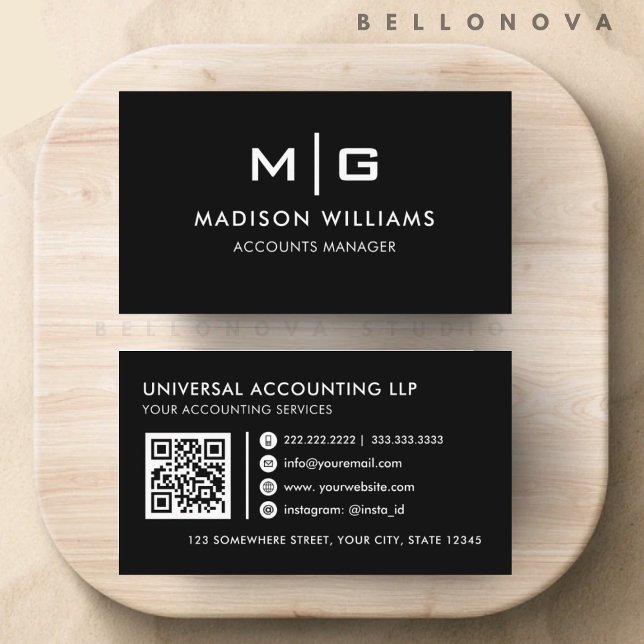 Customizable Black and White Professional  Business Card (Customizable Black and White Professional Business Card)