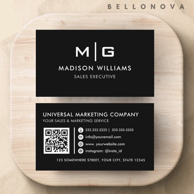 Customizable Black and White Professional  Business Card (Customizable Black and White Professional Business Card)