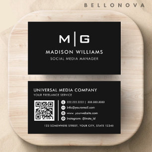 Customizable Black and White Professional Business Card