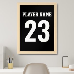 Customizable Black and White Sports Number Design Framed Art