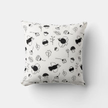 Customizable Black and White Throw Pillow