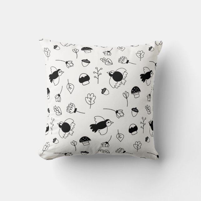 Customizable Black and White Throw Pillow (Front)
