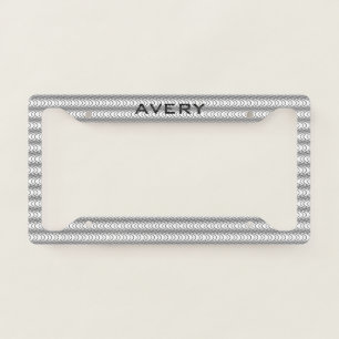 Customizable Black and White Trippy Wavy Pattern License Plate Frame