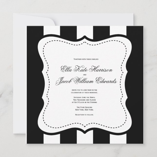 Customizable Black and White Wedding Invitation (Front)
