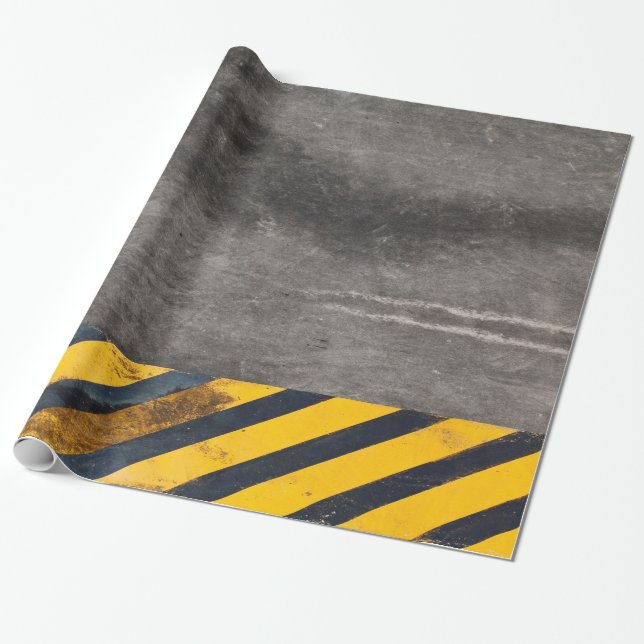 Customizable Black and yellow hazard lines Wrapping Paper (Unrolled)