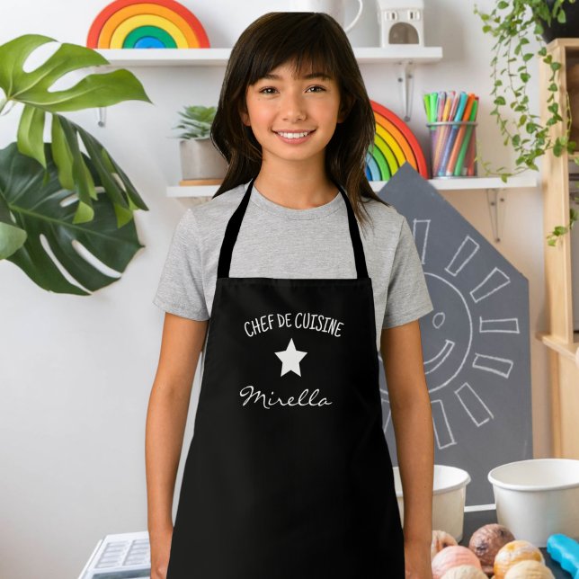 Customizable black apron - star apron for kids (Creator Uploaded)