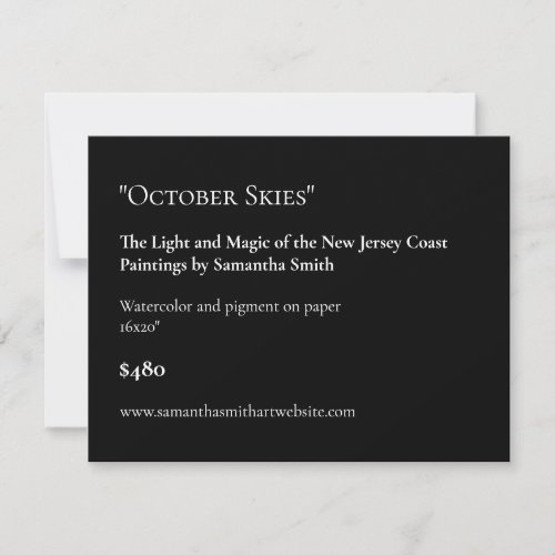 Customizable Black Art Show Display Cards Labels