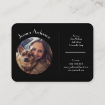Customizable Black Business Card For Pet Sitter