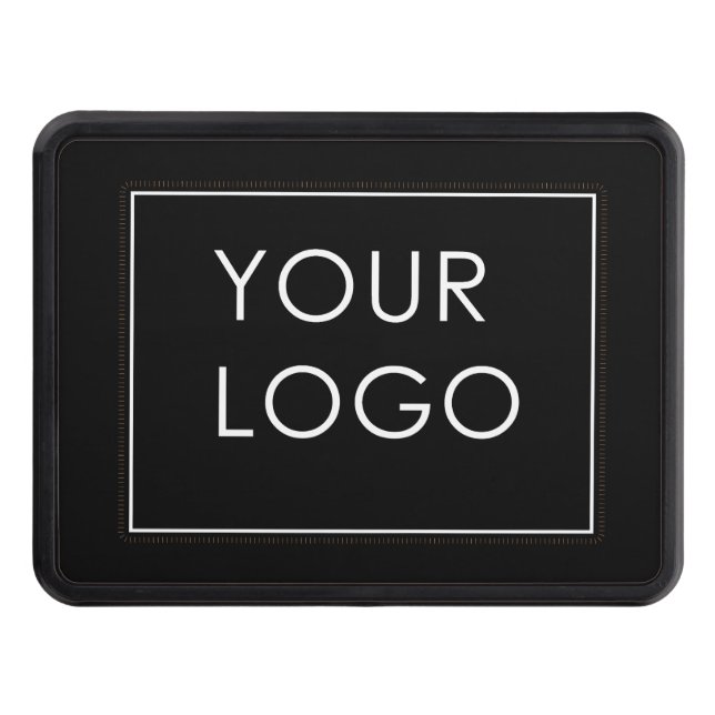 Customizable Black Business Company Logo Modern Hitch Cover (Front)