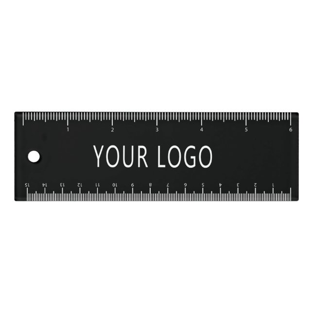Customizable Black Business Company Logo Modern Ruler (Front)