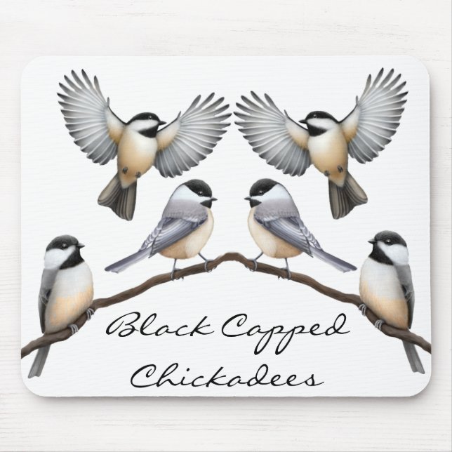 Customizable Black Capped Chickadees Mousepad (Front)