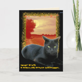 Customizable Black Cat Halloween Card