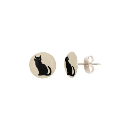 Customizable Black Cat Stud Earrings