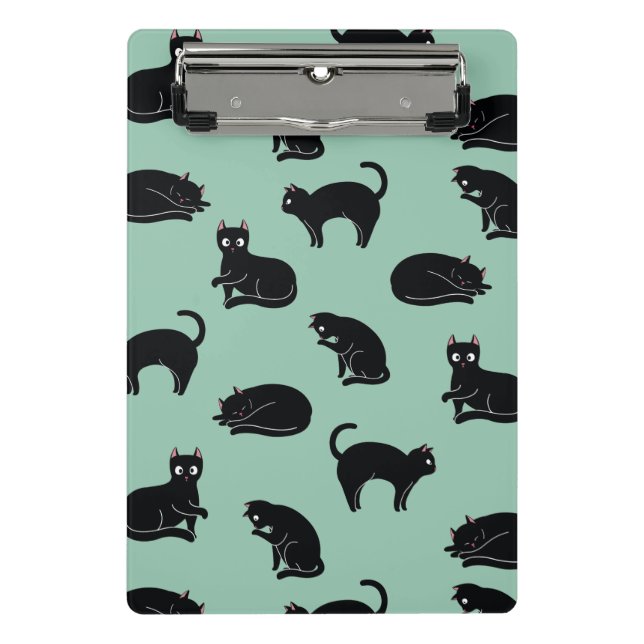 Customizable Black Cats Seamless Pattern Mini Clipboard (Front)