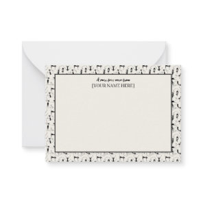 Customizable Black & Cream Chic Stationery Cat Note Card