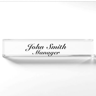 Customizable Black Desk Name Plate