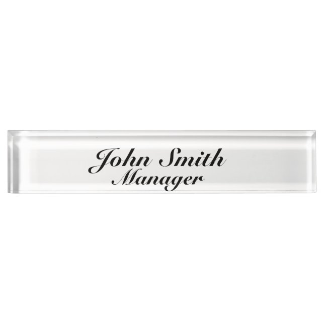 Customizable Black Desk Name Plate (Front)