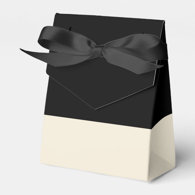 Customizable Black & Eggshell Colorblock Favor Box (Front Side)