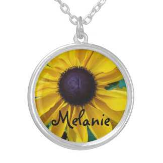 Customizable Black Eyed Susan Beauty Silver Plated Necklace