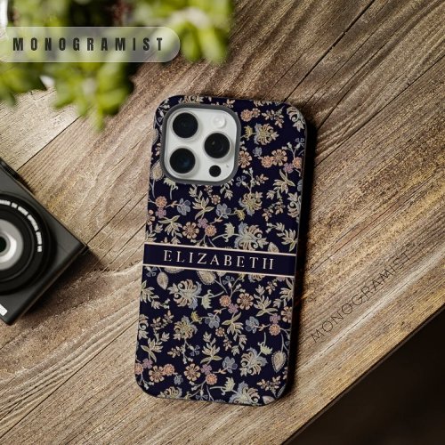 Customizable Black Floral Pastel Gold Flowers iPhone 15 Pro Max Case