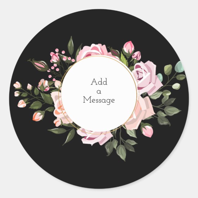 Customizable Black Floral Sticker (Front)