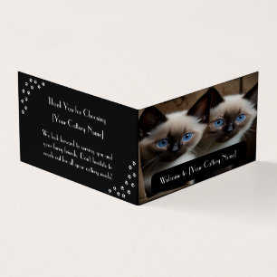 Customizable Black Fold Business Card For Cattery