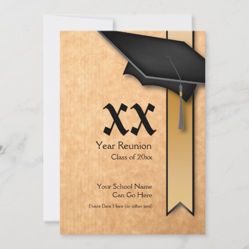 Customizable Black &amp; Gold Class Reunion Invitation