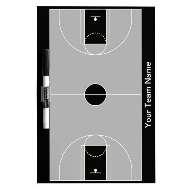 Customizable black gray basketball dry erase board (Front)
