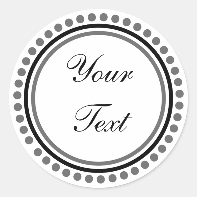 Customizable (Black / Gray Dot Circle) Classic Round Sticker (Front)