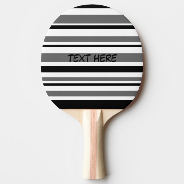Customizable Black, Gray, White Stripes Ping Pong Paddle (Front)