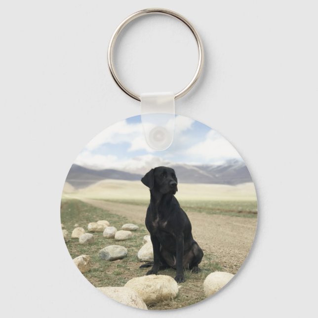 Customizable Black Labrador Retriever Keychain (Front)