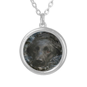 Customizable Black Labrador Retriever Silver Plated Necklace