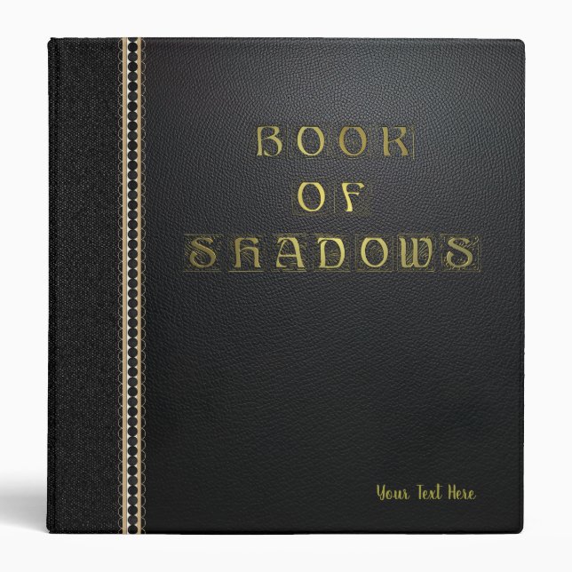 Customizable Black Leather Book of Shadows Binder (Front)