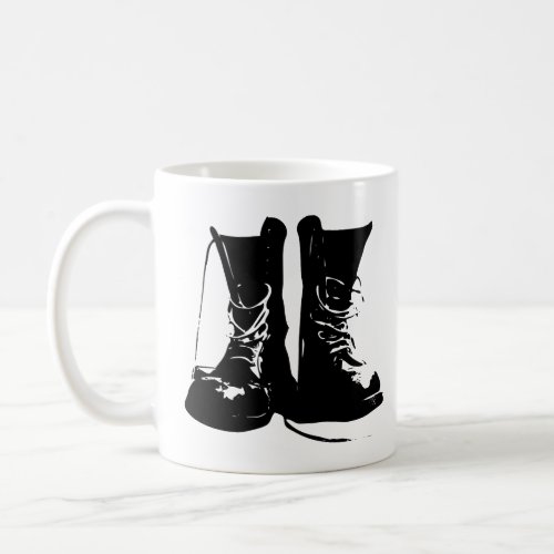 Customizable Black Leather Combat Boots Laces  Coffee Mug