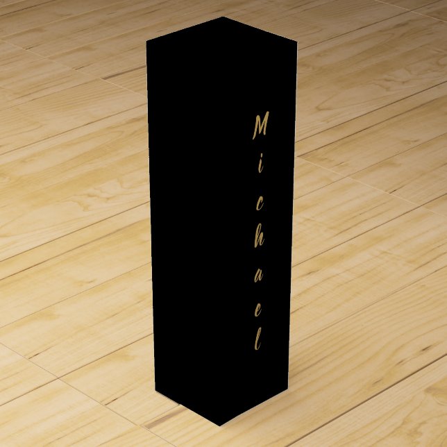 Customizable black monogram wine box (Front)