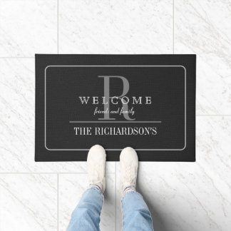 Customizable Black Rubber Design with Personalized Doormat